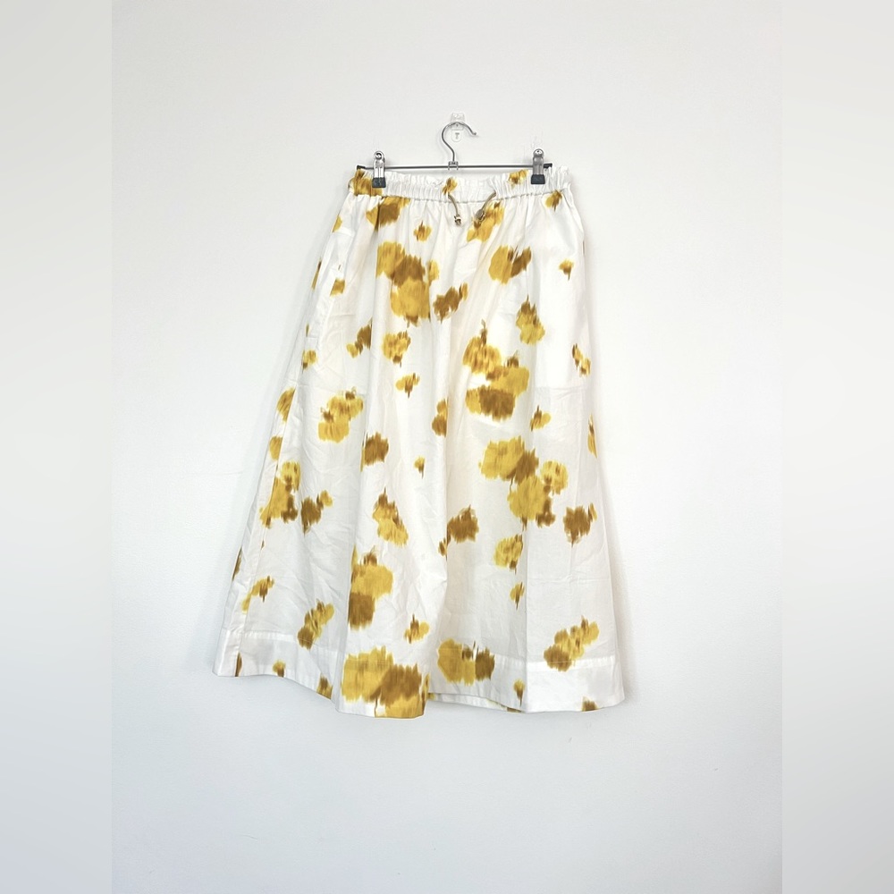Yellow print midi skirt | size 2